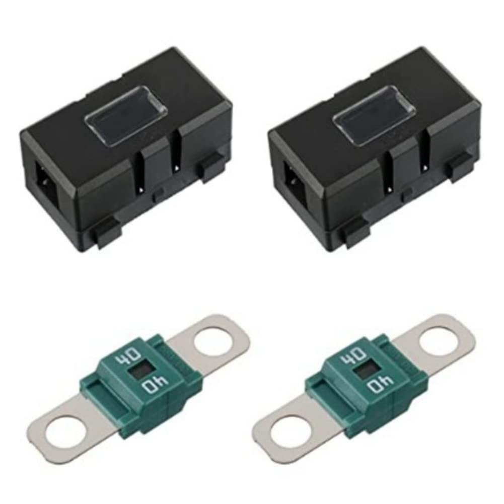 ANNJUC 2 x ANS-H Auto-Sicherungshalter und 2 x Hochstrom-Midi-Sicherungen, 50 A A, Auto-Flachsicherungen, Midi-Sicherungshalter für Autos, LKWs, Fahrzeuge, 40 A von ANNJUC