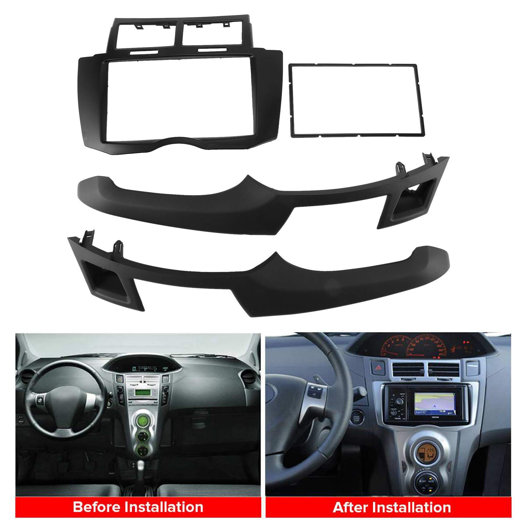 ANNJUC Autoradio Radioblende Kit 2 Din Armaturenbrett DVD Rahmen Installationssatz für Yaris Vitz Platz 2005 2006 2007 2008-2011 von ANNJUC