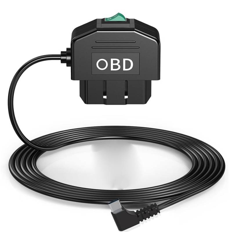 ANNJUC Dashcam OBD Hardwire-Kit, Armaturenbrett-Kamera, USB-Typ-C, Hardwire-Kit mit OBD-Stromkabel für Dashcam 12–24 V bis 5 V/3 A von ANNJUC