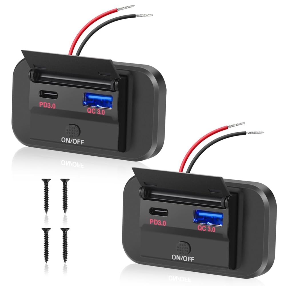 ANNJUC Dual USB C Ladebuchse QC3.0 USB & PD Typ C Schnellladung Steckdose Steckdose für Auto Boot Motorrad von ANNJUC