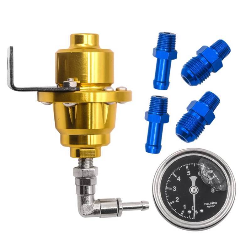 ANNJUC Einstellbarer Kraftstoffregler Fuel Booster Universaldruckregler mit Manometer AutozubehöR,Gold von ANNJUC