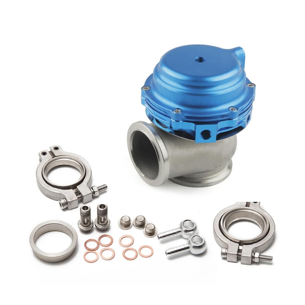 ANNJUC Universelle Automodifikation, 38 mm, Abgasüberdruckventil mit Turbolader, Externes Wastegate, V-Band, Angeflanscht, Blau von ANNJUC