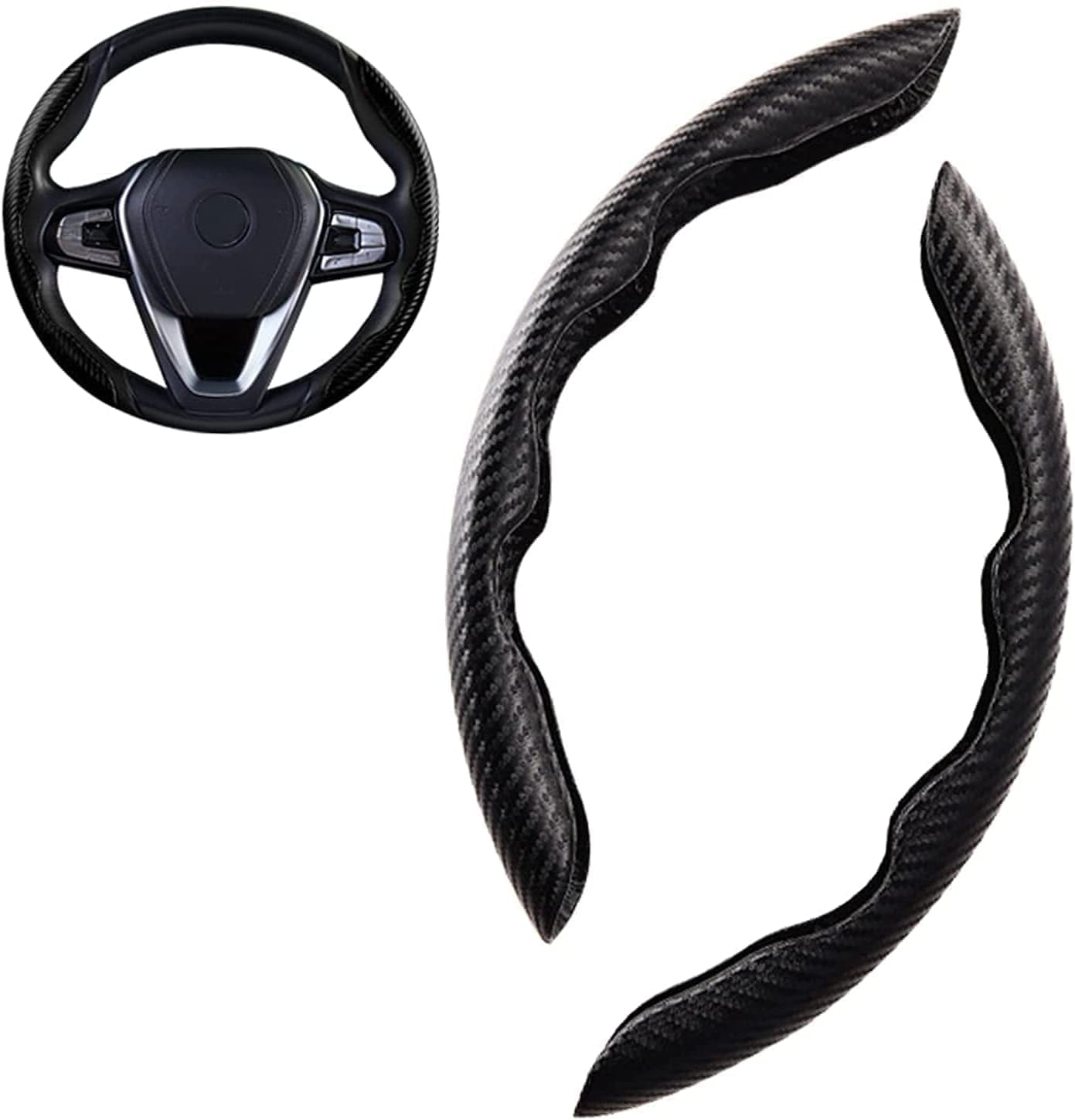 Pack of 2 Car Steering Wheel Covers,for Vauxhall Astra (K) Corsa (E) Karl 2014-2022 Crossland X Grandland X Insignia 2017-2022 Carbon Fibre Segmented Breathable Non-Slip Durable Interior Accessories. von ANRAM
