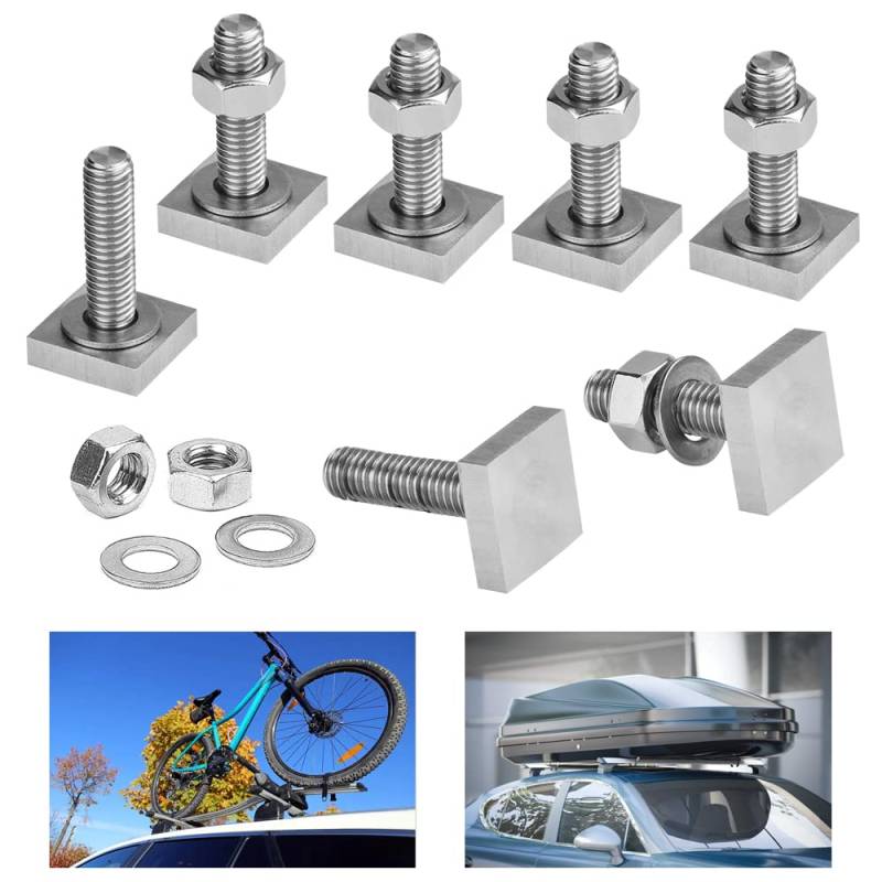 ANTHYTA 8 Stücke Nutsteine T-Nut Adapter Nutensteine M8*35 mm Nutsteine Dachträger Edelstahl T-Nut Nutsteine Set mit Muttern & Unterlegscheiben Dachbox Nutensteine für Dachträger Relingträger Dachbox von ANTHYTA