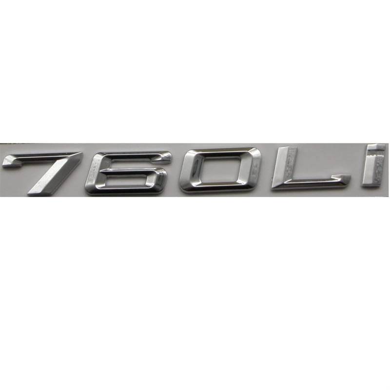 ANUTE Chrom, glänzendes Silber, ABS, Zahl, Buchstaben, Wort, Kofferraum-Emblem, Aufkleber, passend for BMW 7er 760Li von ANUTE