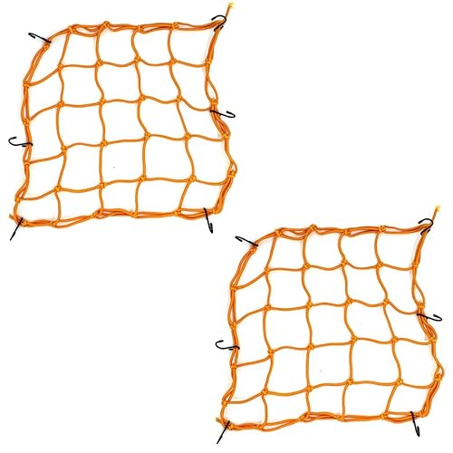 2 Stück Netz für Motorradhelm,Gepäcknetz Fahrrad,Gepäcktasche Gummizug Dehnbar,Helmnetz mit Haken,gepäckspinne Netz,Anhängernetz,Fahrrad Spanngurt Elastisch Fahrrad (Gelb) von ANXJLEO