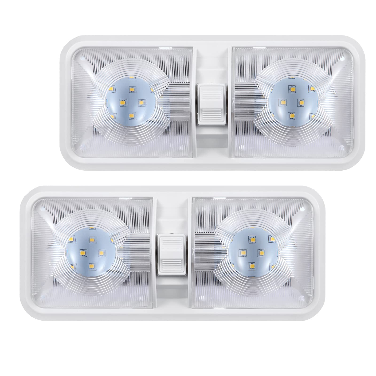 ANYPOWK 12V LED-Innenbeleuchtung mit 600LM und Schalter - Tageslicht 6500K, 8W, für Wohnmobile, Boote, Anhänger - Set aus 2 von ANYPOWK