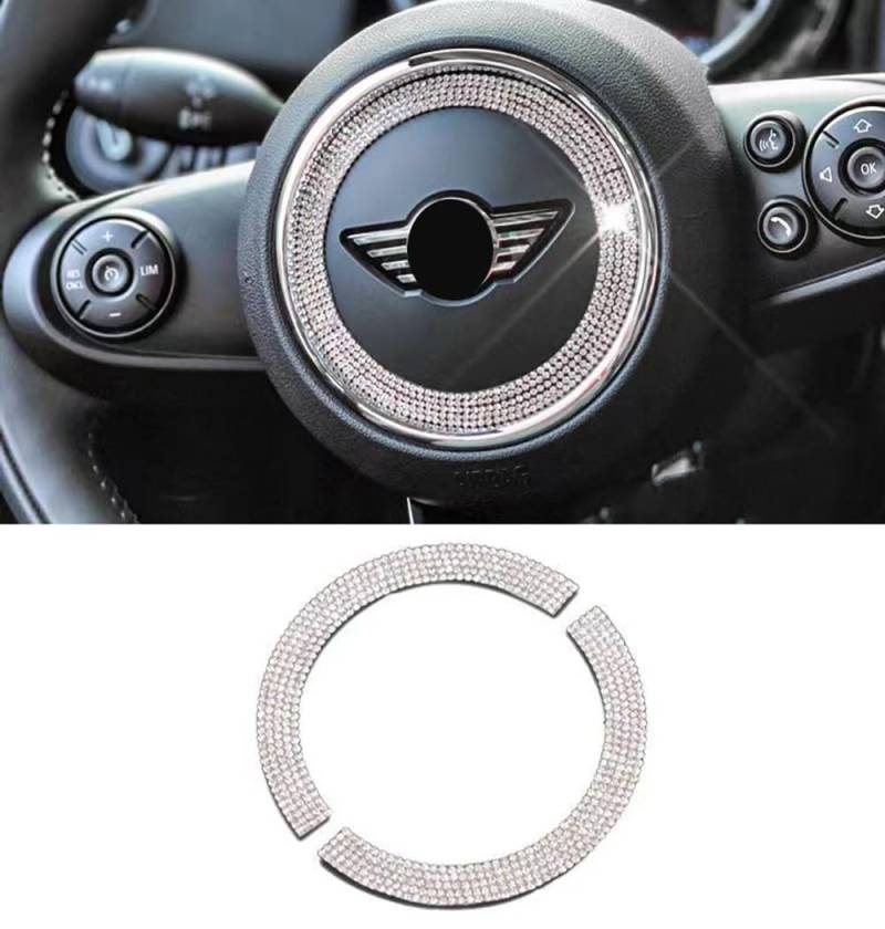 Auto-Lenkrad-Emblem-Dekorationsring, Bling Bling Lenkrad-Logo DIY Diamant-Aufkleber, für Mini Cooper F56 R56 Countryman Clubman von ANZHENGRQ