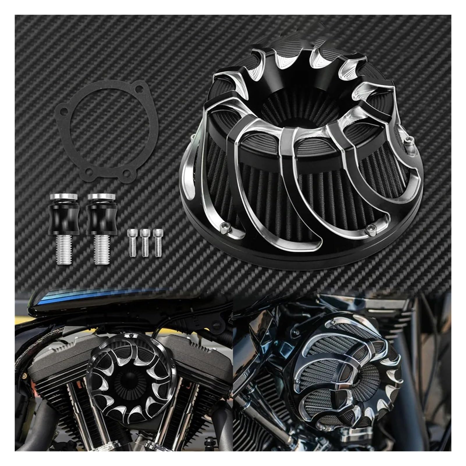 AOBANIT Motorrad-Luftreiniger-Ansaugfilter, graues Element, kompatibel mit Harley Touring Electra Street Glide FLHX Sportster XL Dyna Softail FLSTSE (A Luftfilter) von AOBANIT