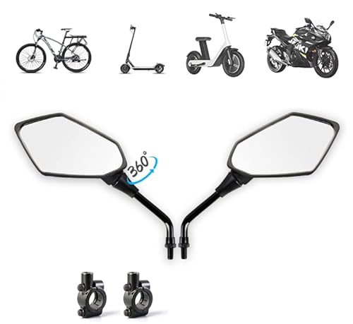 2 Stück Extra große Spiegelfläche 17 cm verlängerter Griffspiegel, Rückspiegel 360° verstellbarer HD-Fahrradspiegel für E-Bike von AODERDA