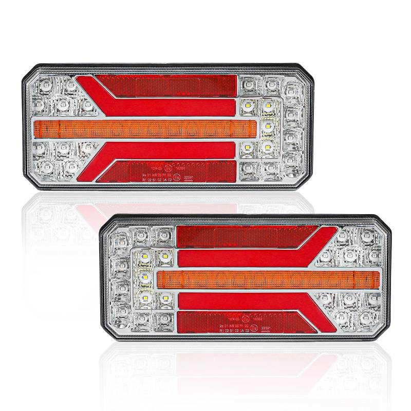 AOHEWEI 2 Stück Anhänger-Rücklichter, 12 V/24 V superhell wasserdicht Blinker Bremse Rückwärtsgang Nebelscheinwerfer Reflektorlampe für Anhänger, LKW, Wohnwagen, Van, Traktor von AOHEWEI