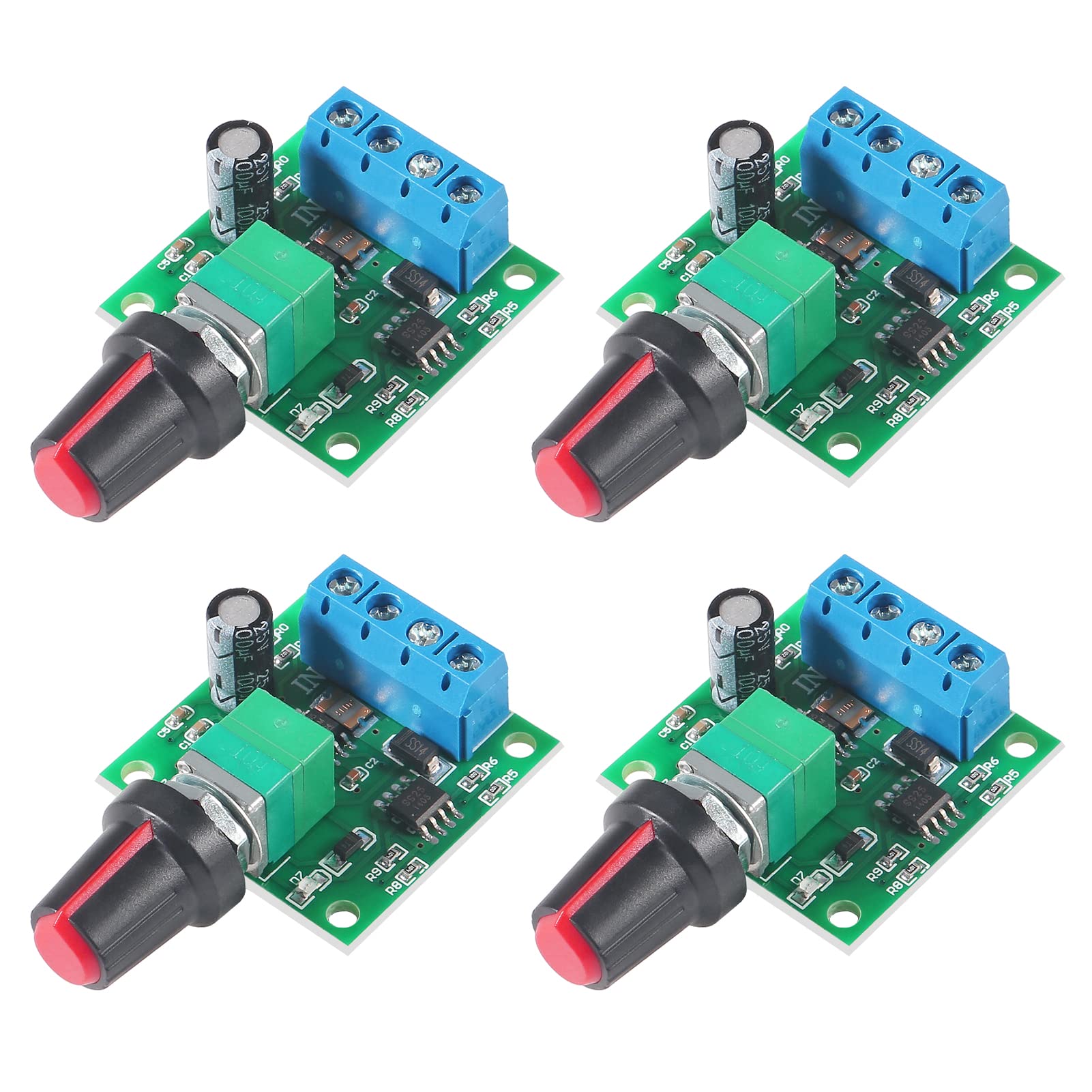 AOICRIE 1,8 V 3 V 5 V 6 V 7,2 V 12 V 2A PWM Motor-Drehzahlsteller,DC drehzahlregler 12v,Motordrehzahl Schalter Controller Led Volt Regler Speed Controller (4PCS) von AOICRIE