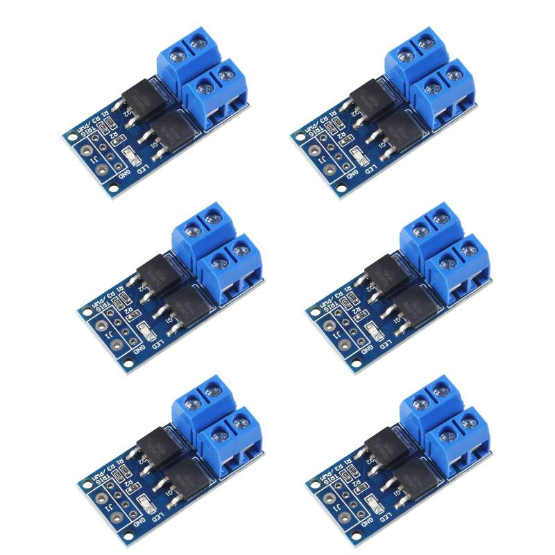 AOICRIE 6 Stück 5V-36V MOSFET Treibermodul Dual-Hochleistungs Switching Driver Modul 15A 400W PWM Regler Schalttafel Treibermodul für Arduino (6PCS) von AOICRIE