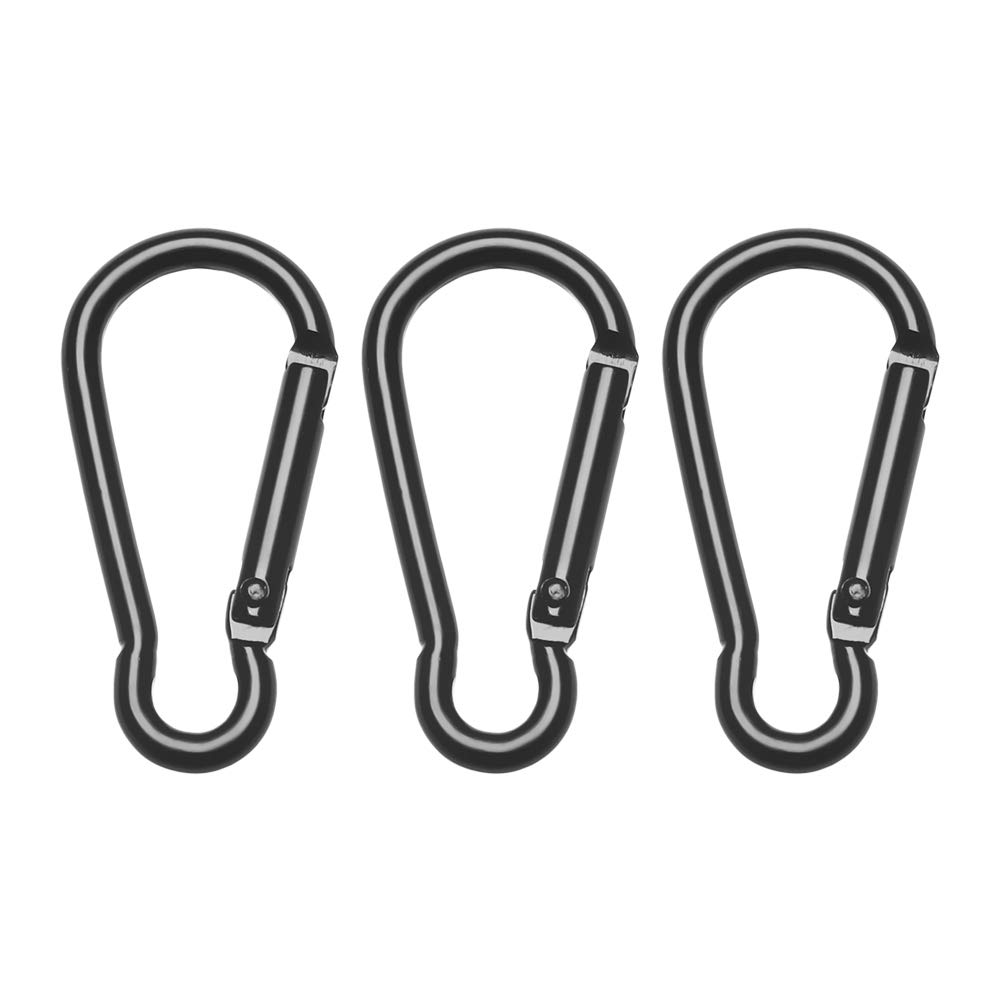 3pcs schwarze Aluminiumlegierung Wasserflasche Haken Schlüsselanhänger D Karabiner Outdoor Spring Snap Clip for Kleidung Tasche(Style2) von AOIMBNQC