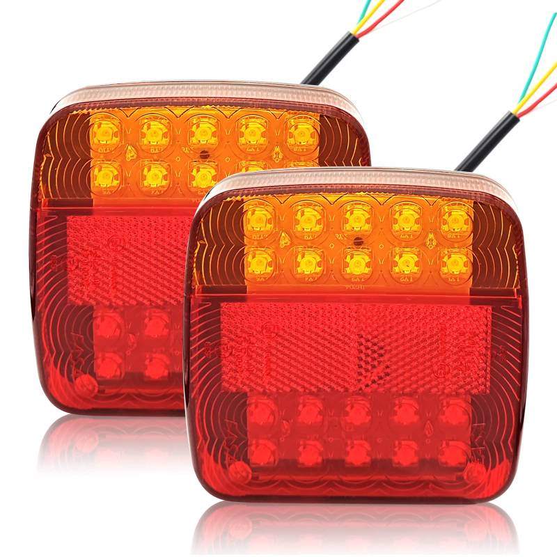 AOJO 2 PCS LED Rückleuchten Anhänger, 12V wasserdichte Anhängerbeleuchtung Rücklicht KFZ Heckleuchten mit ECE E-Geprüfte für PKW LKW RV Caravan Van von AOJO