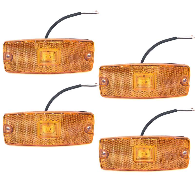 AOJO Gelb Seitenmarkierungsleuchte LED 12V 24V, Orange Begrenzungsleuchte für Anhänger, LKW, Wohnwagen - Inkl.Schrauben (Gelb-4Pack) von AOJO