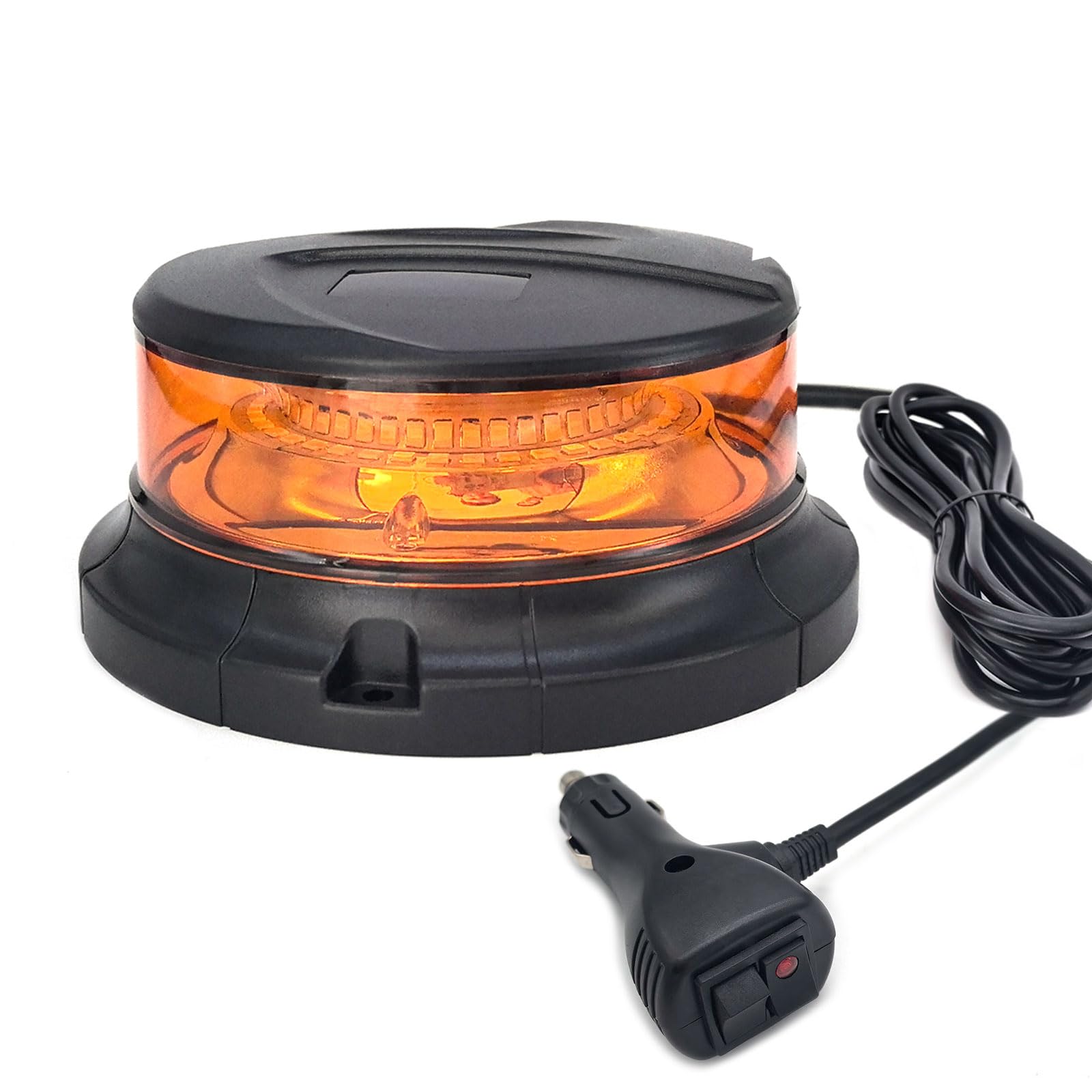 AOJO LED Rundumleuchte Gelb 12V 24V Orange Rundumkennlicht Magnetfuß Vorverkabelt 2.8M Kabel mit Schalter - Kompakt -ECE-R65/R10 von AOJO