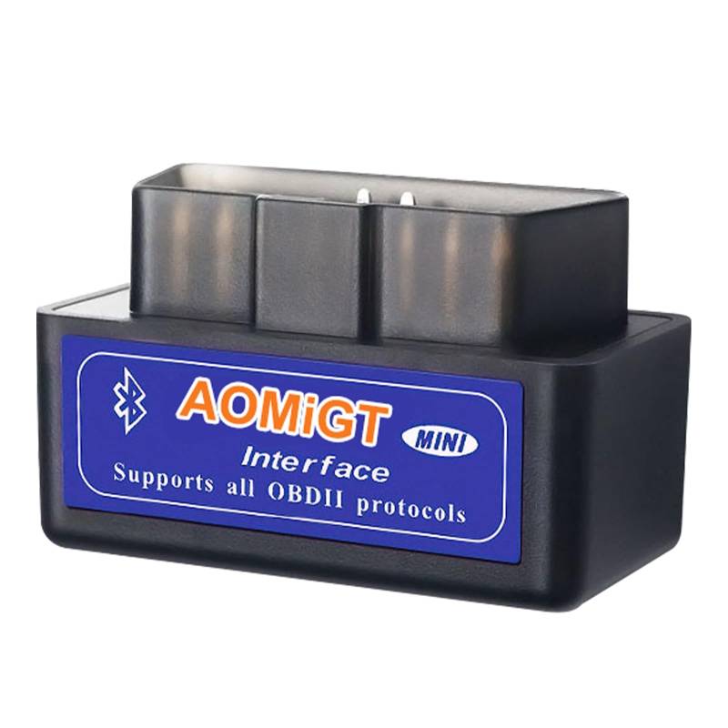 OBD2 Bluetooth Adapter, OBD2 Stecker, OBD2 Scanner Autodiagnosegerät – Bluetooth Adapter, Mini Bluetooth OBD II Scanner Adapter, OBD2 Diagnosegerät, Mini V2.1Kompatibel mit Apple, Android von AOMiGT