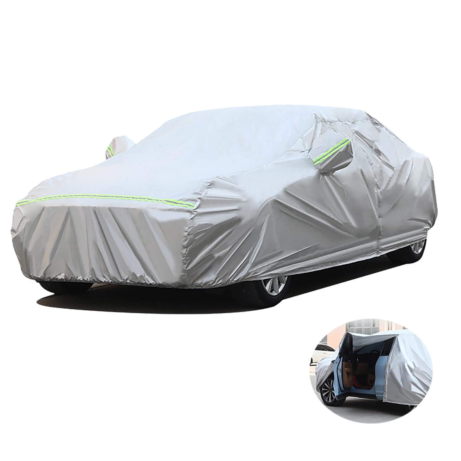 Autoabdeckung Staubdicht Wasserdicht Autohülle Winter Schutz vor Regen, Schnee, Sonne im Sommer. Abdeckplane Geeignet für Limousine.Silber 3XL（495cm x 190cm x 150cm） von AONAT