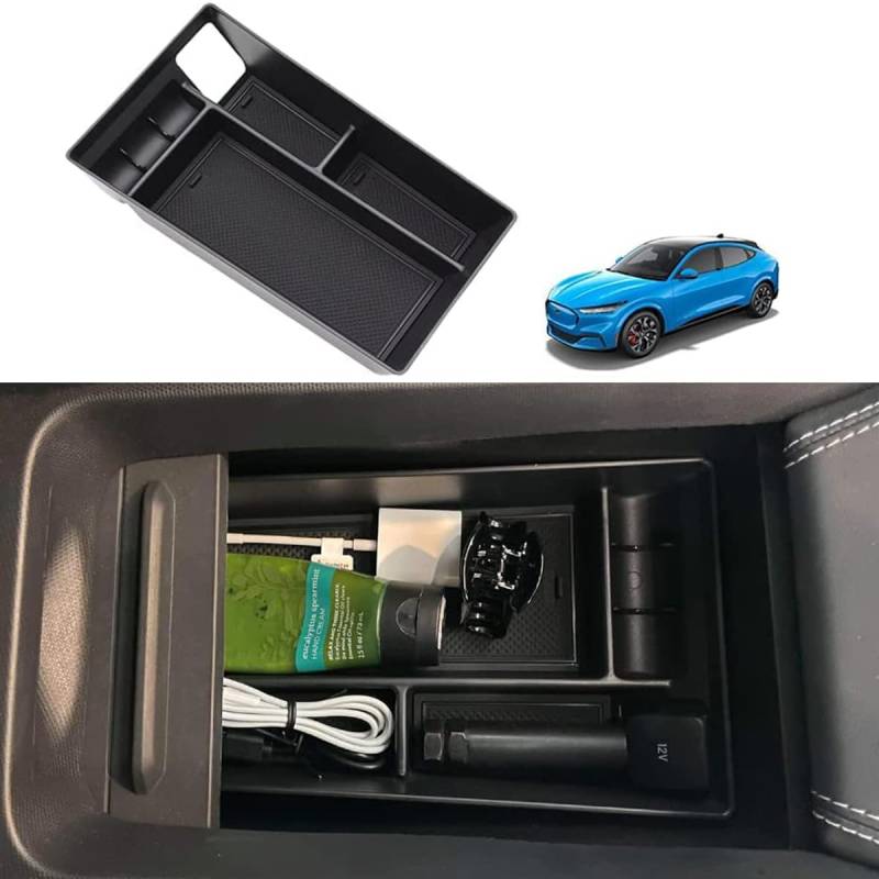 BestEvMod AOSK für Mustang Mach-E Armlehne Aufbewahrungsbox Organizer Mittelkonsole Tablett Zubehör 2021 2022 2023 2024 (V1) 2 von BestEvMod