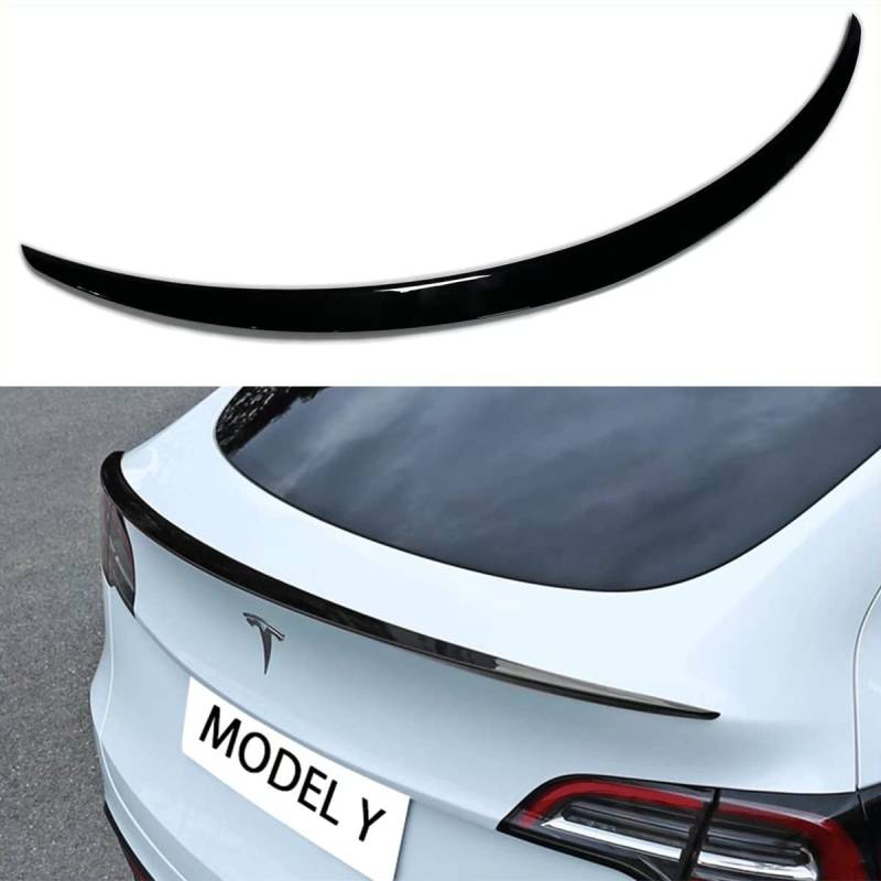 AOSKonology BestEvMod für Tesla Model Y Heckspoiler Flügel ABS für 2020-2024 Tesla Model Y Heckspoiler Lippe Schwanz Flügel Hecktrunk Lid (OEM Spoiler, Glänzend Schwarz) von AOSKonology