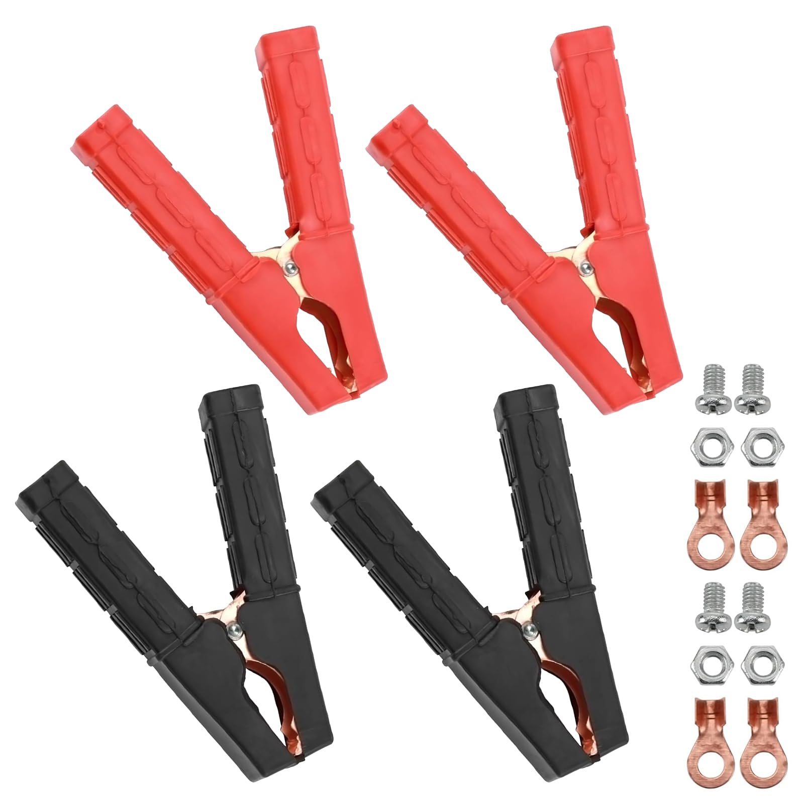 4Pcs 200A Krokodilklemmen Klein Starterkabel Klemmen Krokodilklemmen Krokodilklemme Krokodilklemmen Isolierende Gummiabdeckung für überbrückungskabel überbrückungskabel Autoladekabel (Rot+Schwarz) von AOUZOVLI