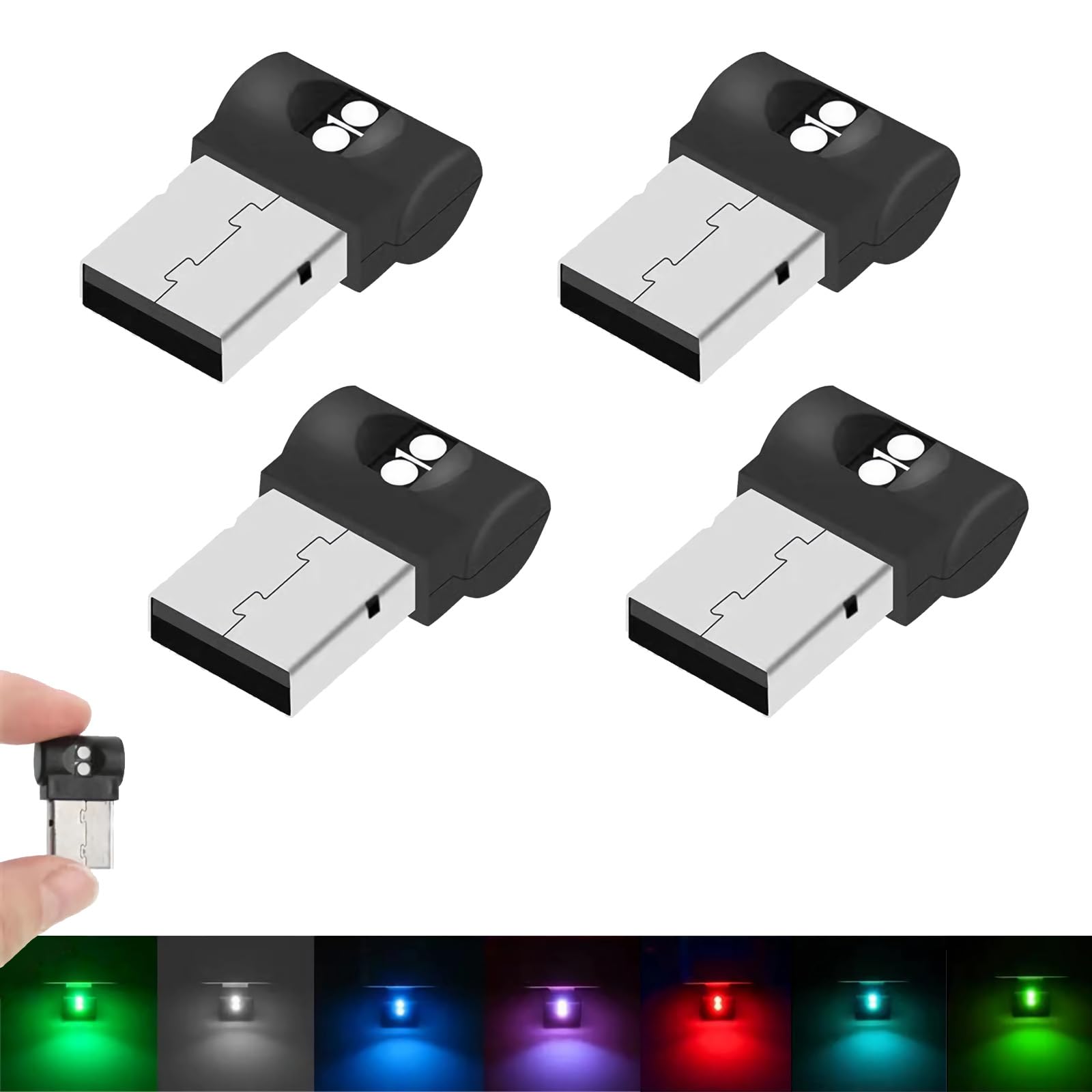 AOUZOVLI 4 StüCk Usb Led Licht, Usb Licht, Usb Auto Innenraum Lampe, Ambientebeleuchtung Auto Umgebungslampe, Mini Usb Licht, Geeignet FüR AutoinnenräUme, Laptop-Powerbanks, Farbe Wechselbar Laternen von AOUZOVLI