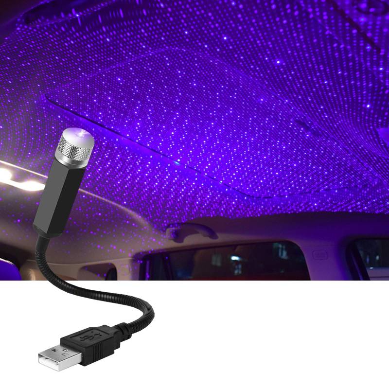 AOUZOVLI Sternenhimmel Auto Sternenhimmel Projektor Auto Mini Led Projection Lamp Star Night Sternenhimmel FüR Auto,Zur Verwendung Im Auto Und Bei Familienfeiern USB Universal (Lila-Blau) von AOUZOVLI