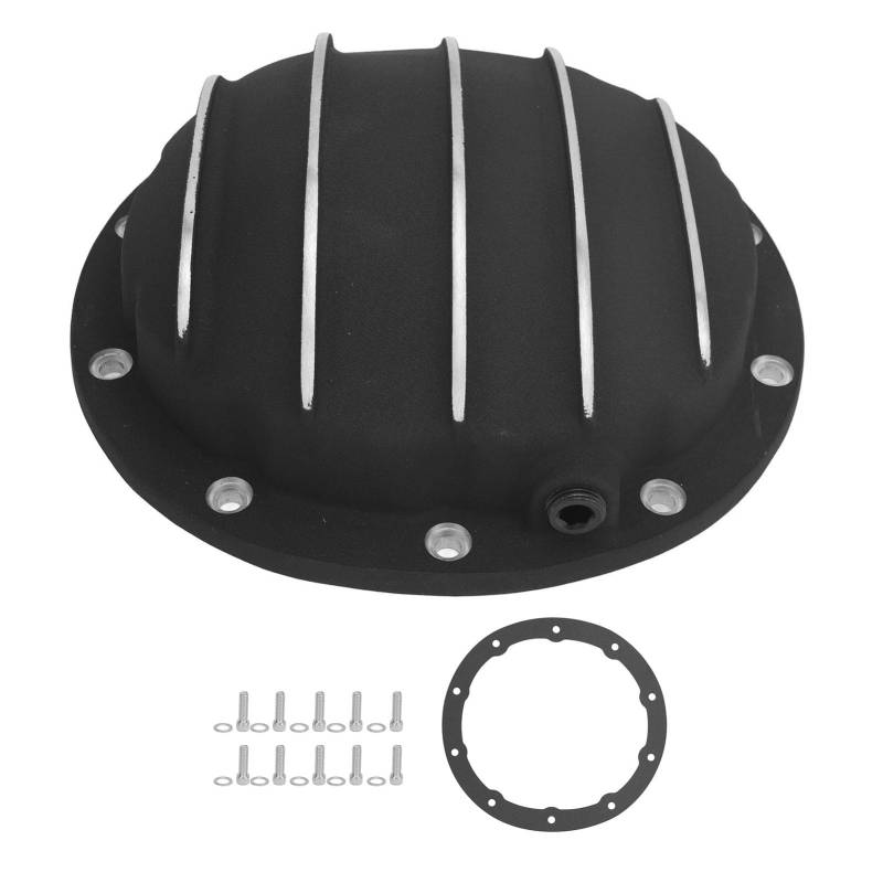 10-Schrauben-Aluminium-Differentialdeckel, 1/2 Zoll NPT, Ersatz für Biscayne Caprice Express mit HRCGM85BK (Schwarz) von AOWINHIT