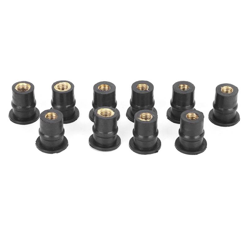 10 Stück M5 Gummimuttern, Metrisch, für Motorräder, Windschutzscheiben-Set, Passend für ATV, Schwarz, 5 Mm, 0,2 Zoll von AOWINHIT