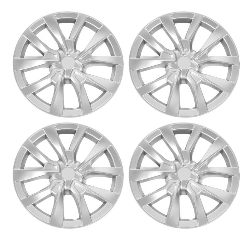 18-Zoll-Radnabenkappe, Vollständig Umhüllende Radabdeckung für Stilvollen Schutz von 2017 Bis 2023 (Silber) von AOWINHIT