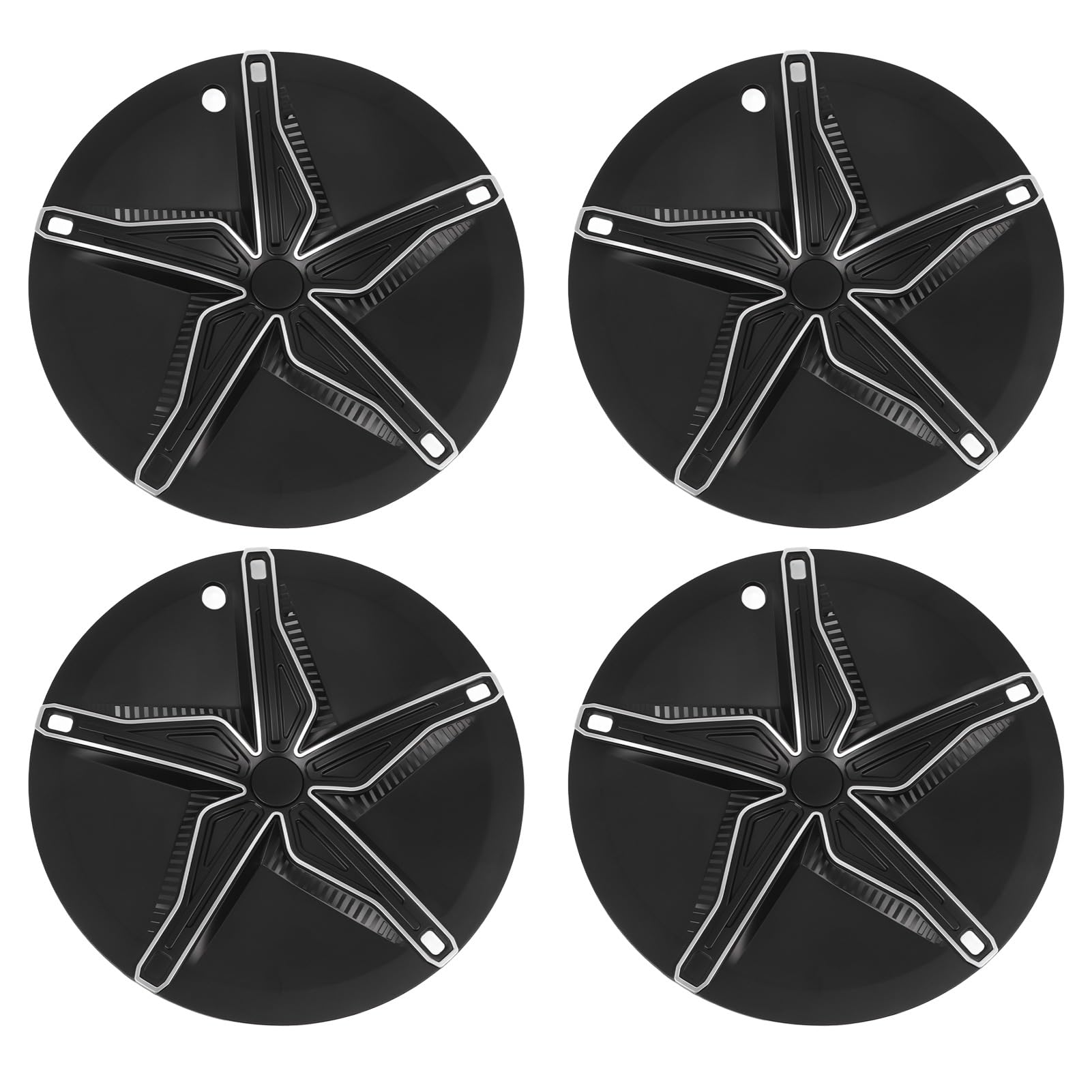 19-Zoll-Radnabenkappen Im Seestern-Stil, Komplett Umwickeltes Radkappen-Set 2021–2024 (Silber-Schwarz-Kombination) von AOWINHIT