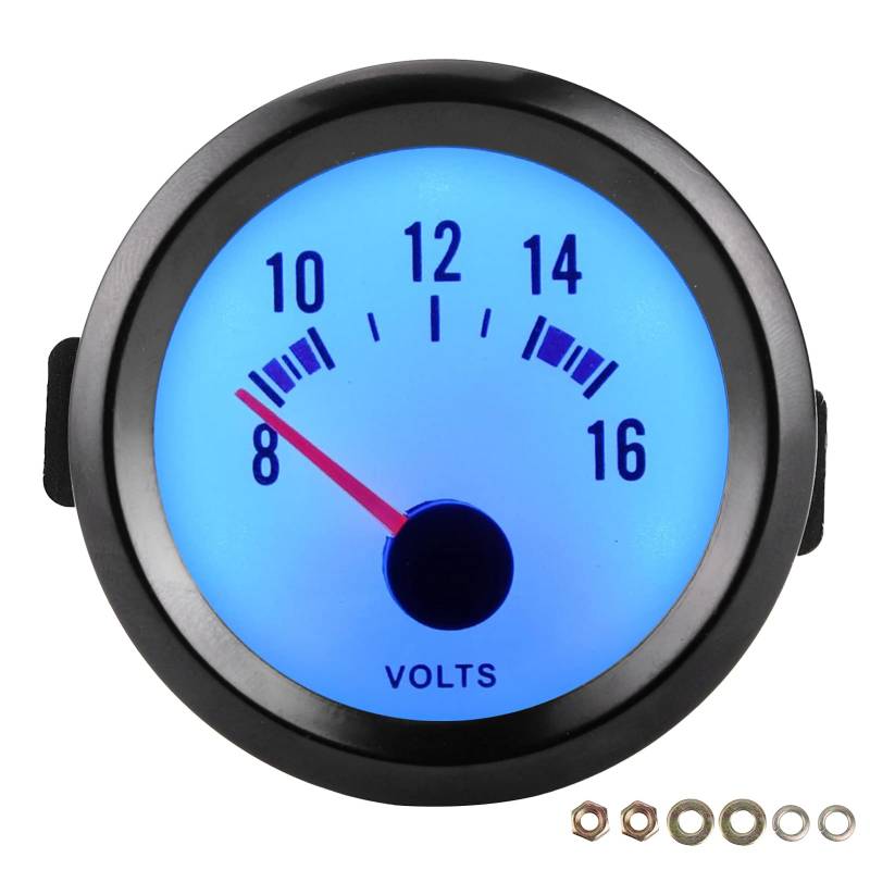 2-Zoll-Zeiger-Spannungsmesser, Hohe Genauigkeit, Blaues LED-Voltmeter, Universell für 12 Volt Im Auto von AOWINHIT