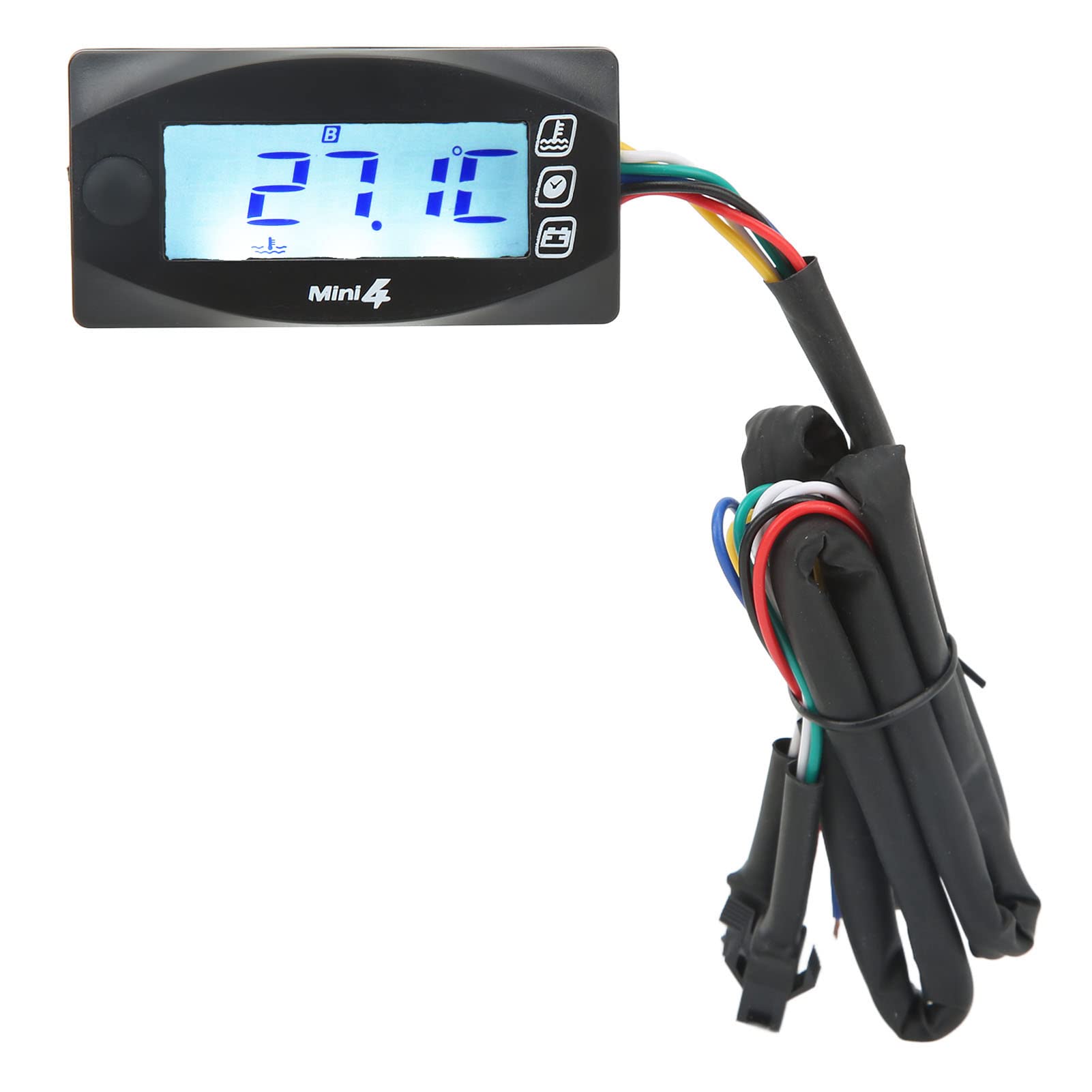 AOWINHIT Universal LCD Digital 4 in 1 Wasser Öl Temperatur Zeit Spannung Gauge DC12V Motorrad Nacht Einsatz (M12*1.5) von AOWINHIT