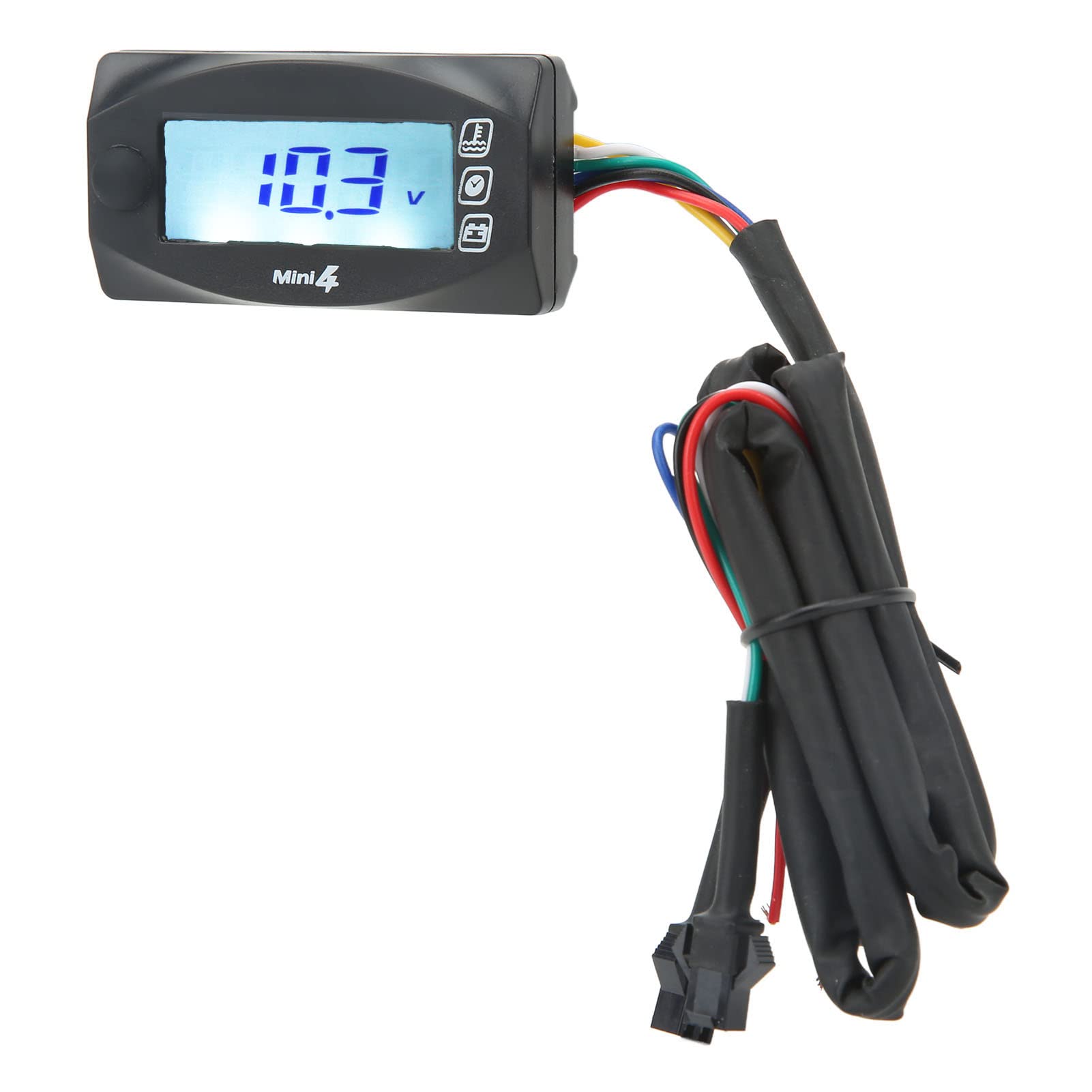 AOWINHIT Universal LCD Digital 4 in 1 Wasser Öl Temperatur Zeit Spannung Gauge DC12V Motorrad Nacht Einsatz (M16*1.5) von AOWINHIT