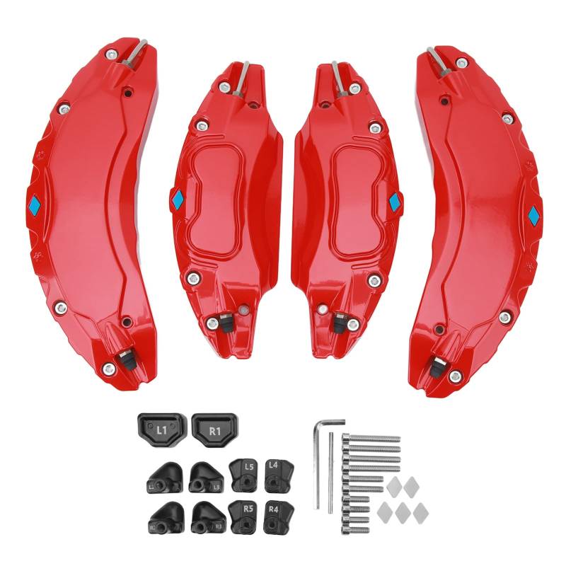 Bremssattelabdeckung, Aluminium-Scheibenbremsschutz, Ersatz für 3 18-Zoll-19-Zoll-, Sportlicher Look (Rot) von AOWINHIT