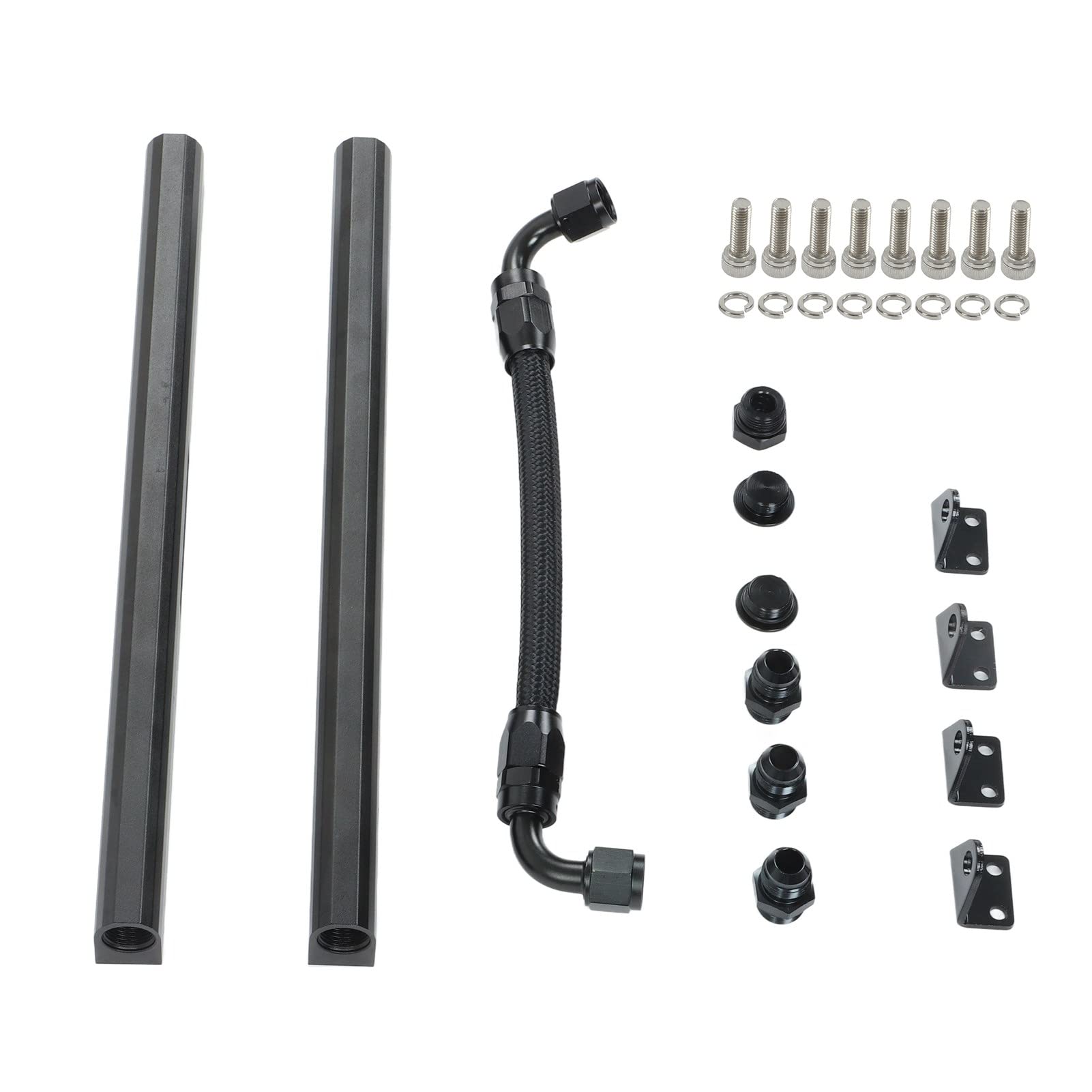 High-Flow-Kraftstoffverteiler-Kit, 8AN-Anschluss, Billet-Aluminium, Schwarz, Stabile Leistung, EFI-Kraftstoffverteiler LS1, LS6 von AOWINHIT