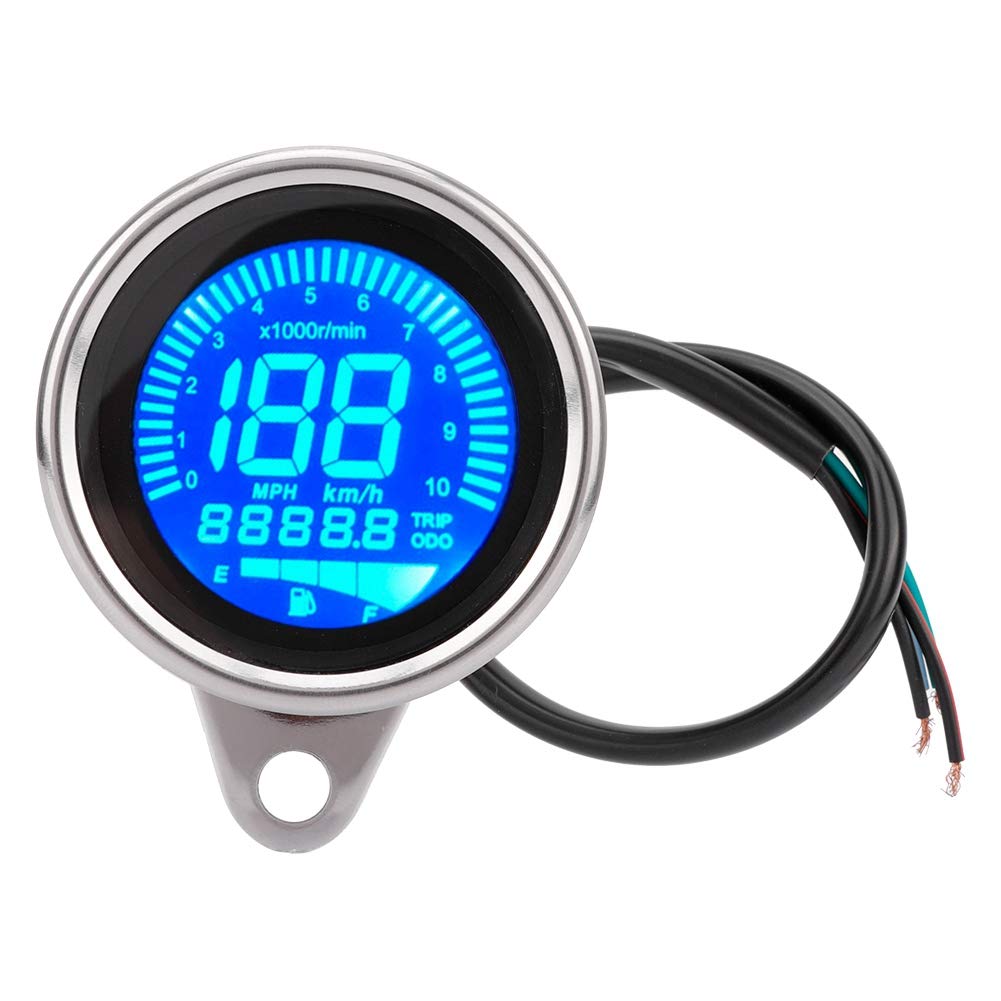 Motorrad -LCD -Meter -Tachometer -Meter -Kiltmesser Tachometer Universal Schwarz für Alle Arten von Motorrad (Silberplattiert) von AOWINHIT