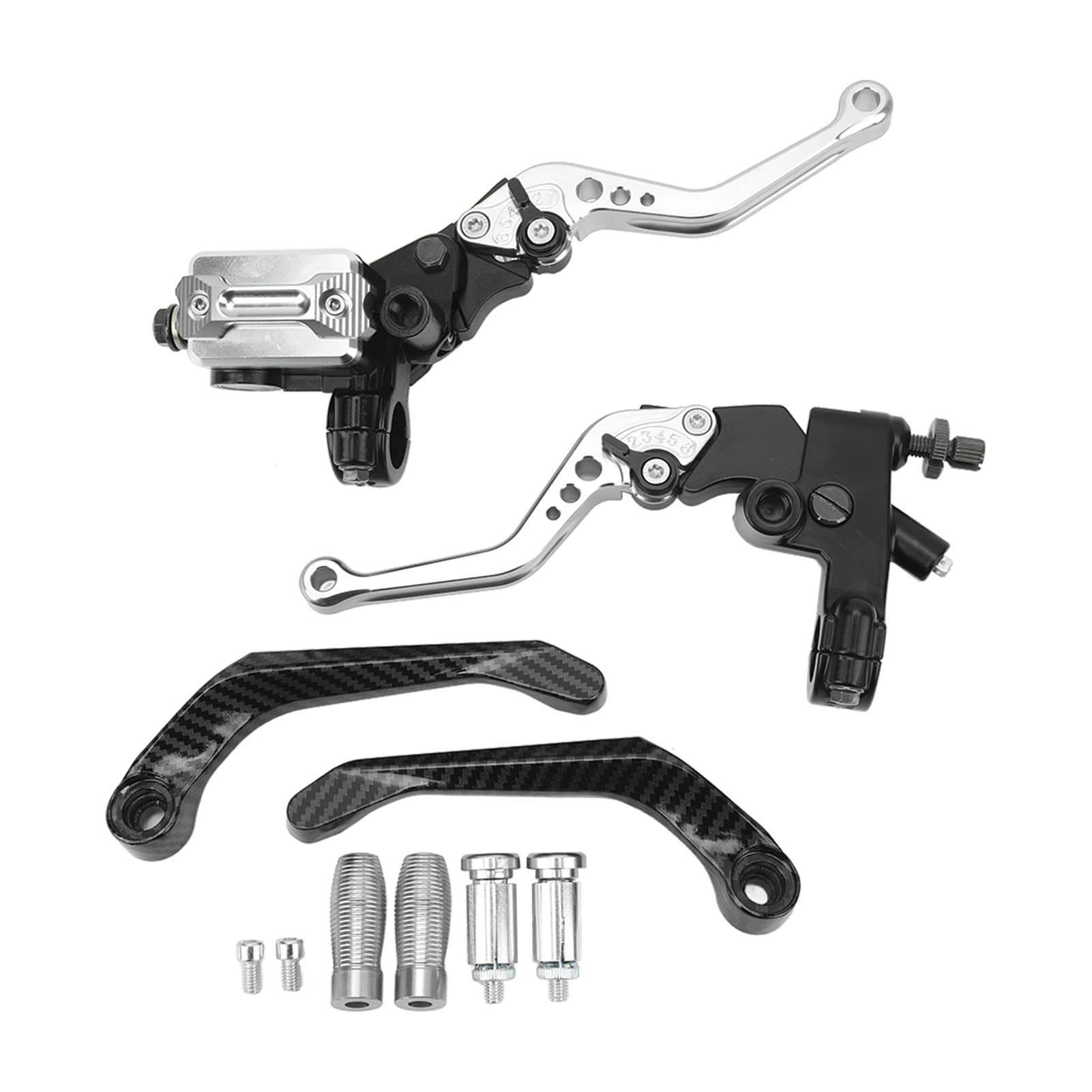 Universal Motorradbremsbrems -Masterzylinderhebel -Kit Kohlefaser -Handschutz CNC Aluminium Einstellbare Sechs Geschwindigkeitsentfernung für Sport Bike Street Bike Scooter Off von AOWINHIT