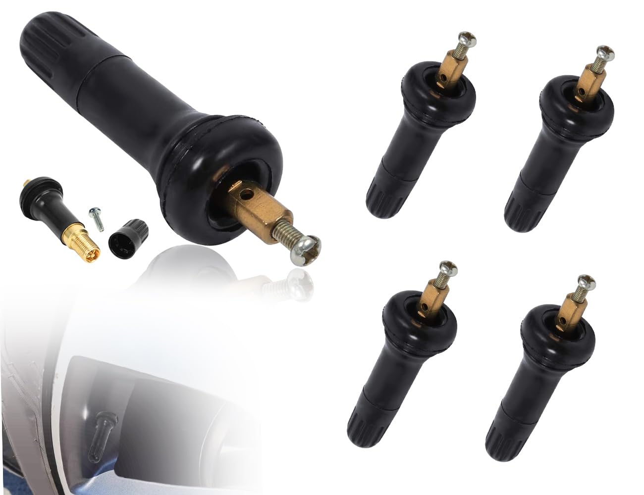 AOYEGIC 4 Stück Reifendrucksensor, TPMS Reifendruckkontrollsystem Sensor, Gummiventil, Reifendruckkontrollsensoren, Ersatzventil Ventilschaft, Ventileinsätze, Gasventilschaft, für Auto von AOYEGIC