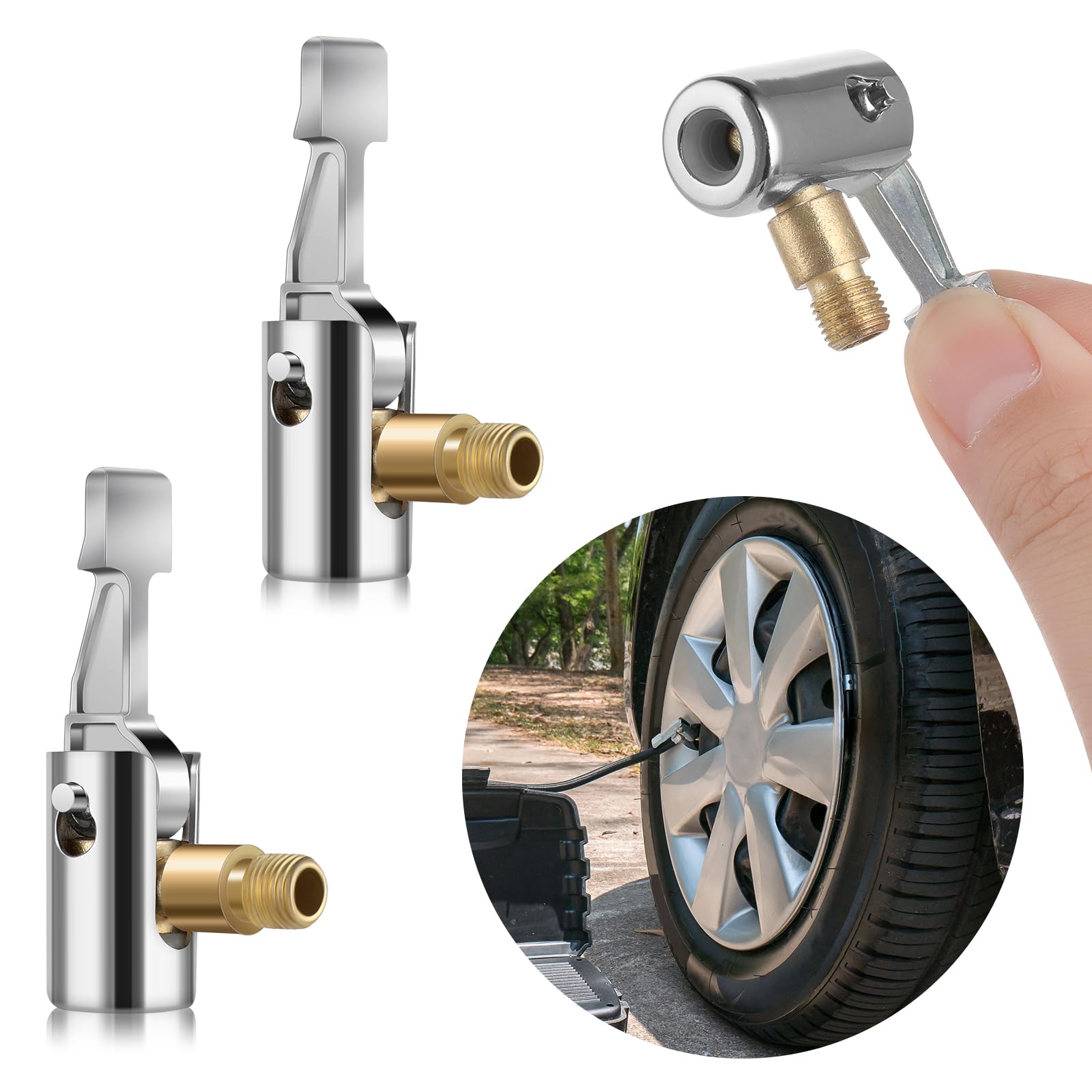 AOZUO 2 Stück 8mm Autoventil Hebelstecker Air Chuck, Autoventil Adapter Reifen Ventil Luftpumpe Clip Reifenluftpumpenanschluss Fahrrad Ventil Adapter Druckluft Reifenfüllnippe für Reifenventile von AOZUO