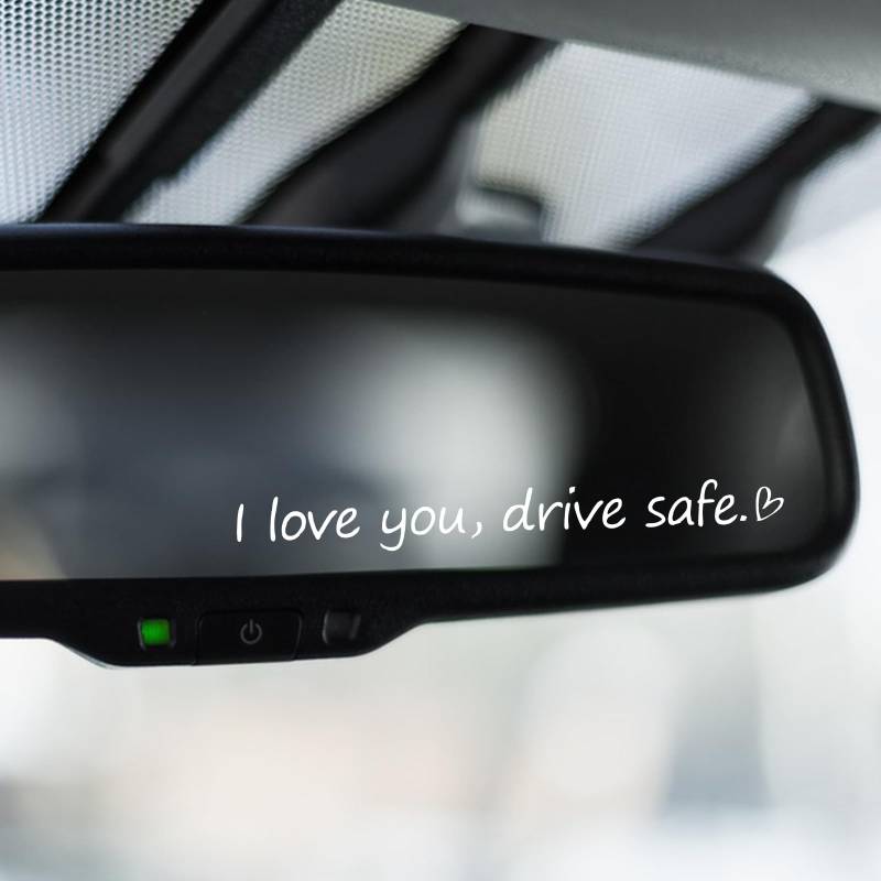 AOZUO 3 Stück I Love You Drive Safe Rückspiegelaufkleber,Rückspiegel Aufkleber Mit Herz,Autofenster Selbstbestätigungen Autospiegel Aufkleber für Frauen Wasserflasche Laptop Zubehör Geschenke von AOZUO