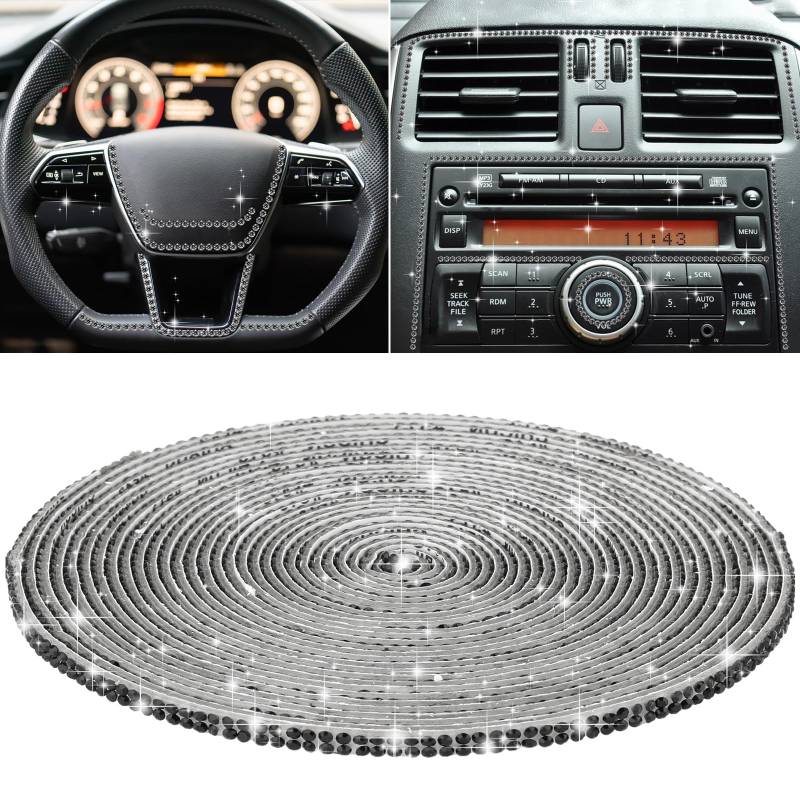 AOZUO 5 Meter Auto Deko,Auto Zubehör Innenraum Frauen,Auto Innenraum Kristall Diamant Dekorative Aufkleber Bling Selbstklebende Strass Autoinnenleiste Glitzernde Außendekorationen für Armaturenbrett von AOZUO