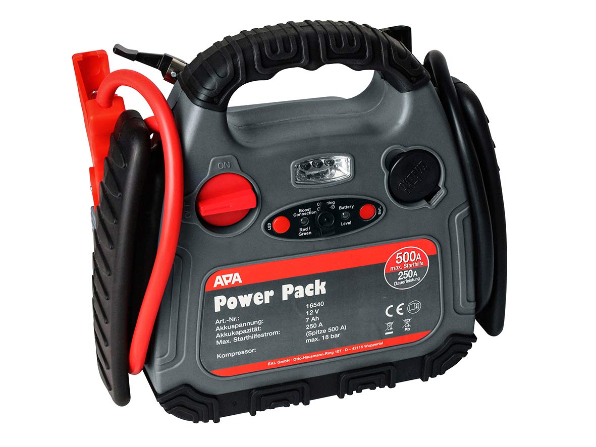 APA 16540 Power Pack, mit Kompressor und Starthilfe, 12 V,Schwarz, Grau, Rot von EUFAB