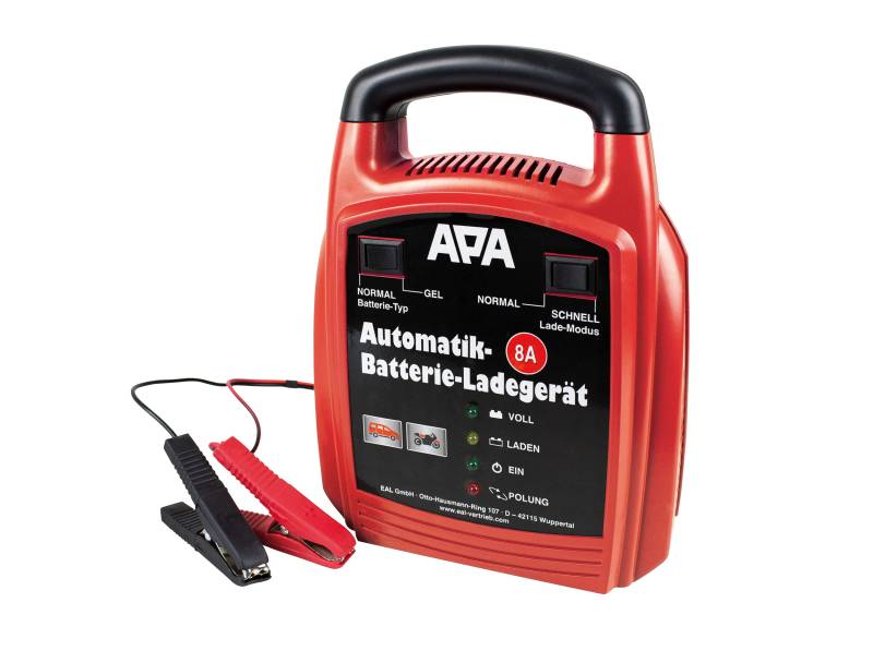 APA 16628 Automatik Batterie-Ladegerät, automatische Sicherung, Erhaltungsmodus, 12 V, 8A von APA