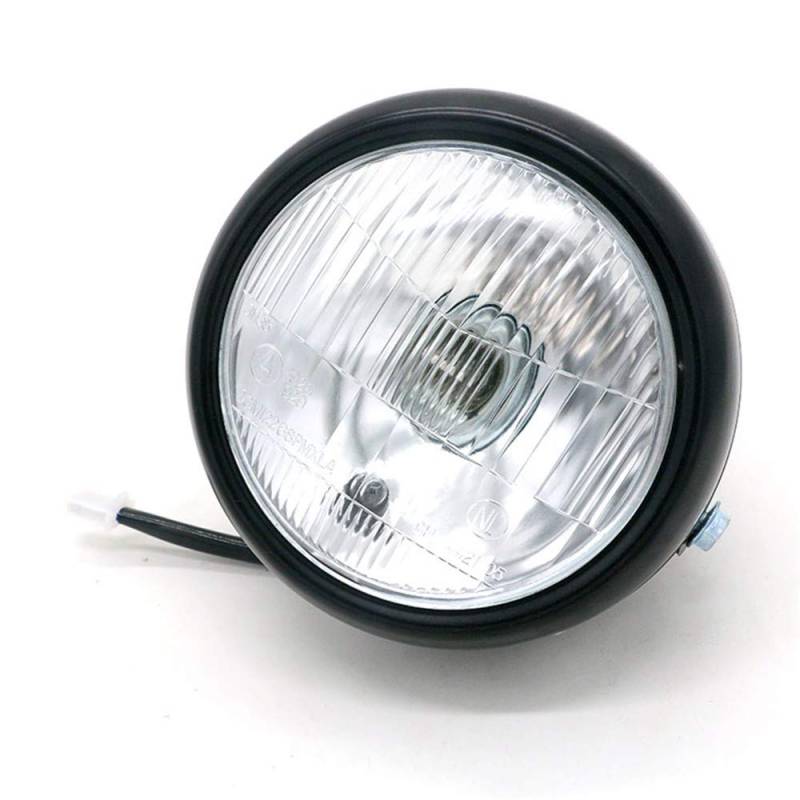 APEBAZY LED-Scheinwerfer für Motorrad, Retro, schwarzes Metallgitter, 35 W, Halogen-Frontscheinwerfer von APEBAZY