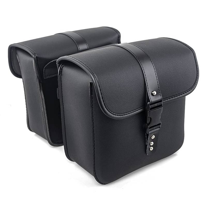 APEBAZY Motorrad Satteltaschen Universal Satteltasche PU Leder Seitliche Werkzeugtaschen Große Kapazität PU-Leder Außentasche für Sportster Softail Dyna ADV Schwarz von APEBAZY