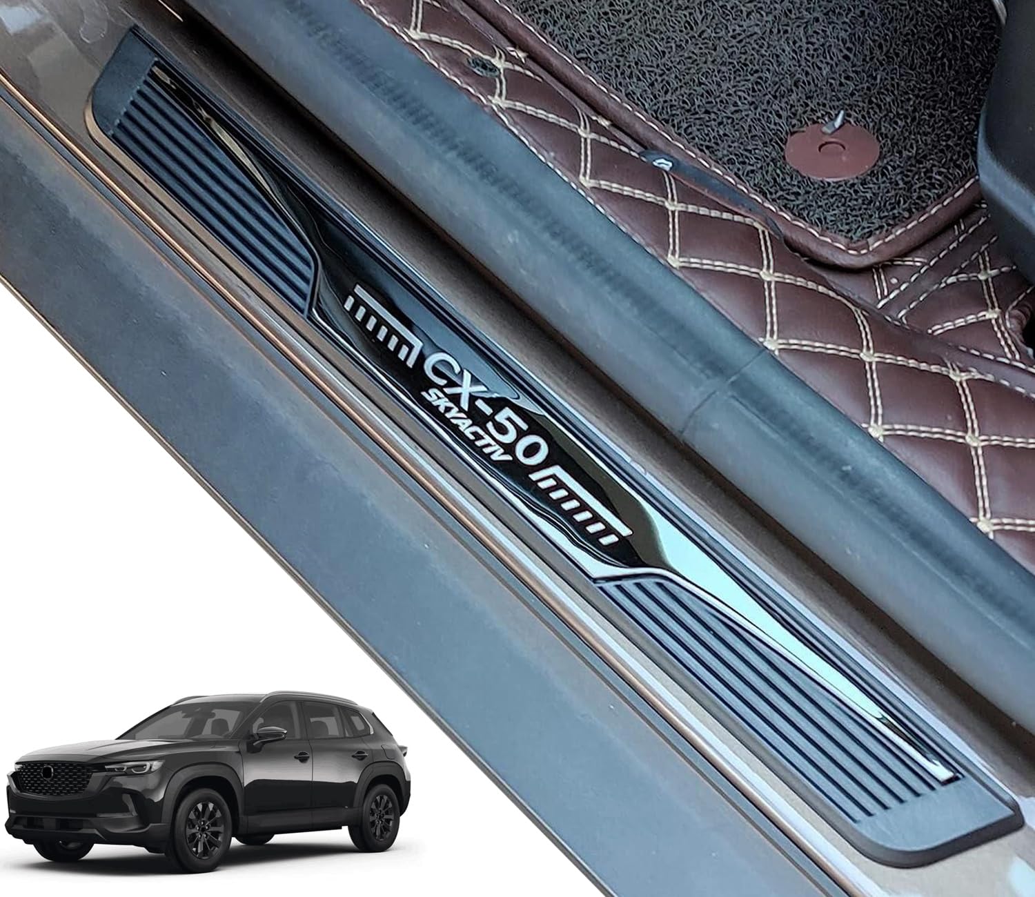 APEXRA Auto Einstiegsleisten Scuff Protector für Mazda CX-50 CX50 2023 2024 Zubehör Tür Einstiegsschutz Platte Verkleidung Abdeckung Auto Innenraum Zubehör Kickpanels 4pcs Set von APEXRA