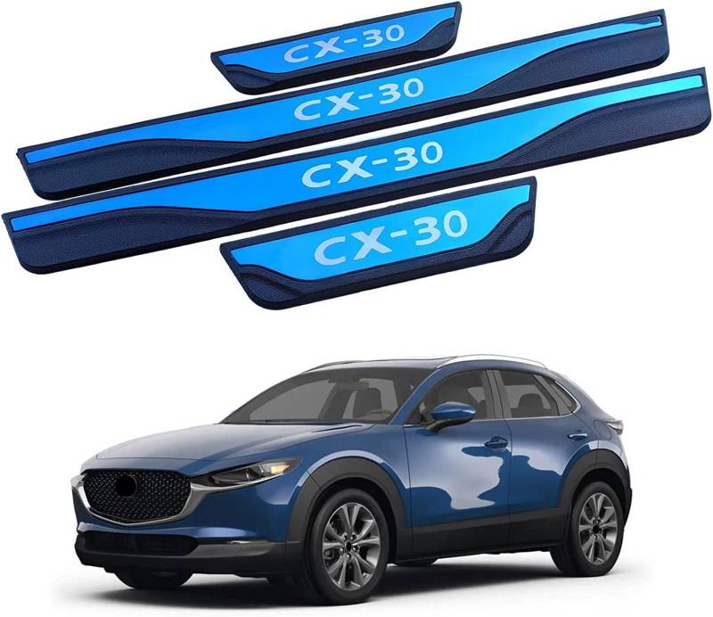 APEXRA Auto-Türschwellenschutz, für Mazda CX-30 CX30 2020 2021 2022, ABS-Chrom-Verkleidungszubehör (blau) von APEXRA