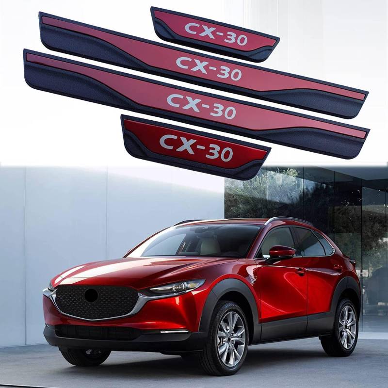 APEXRA Auto-Türschwellenschutz, für Mazda CX-30 CX30 2020 2021 2022, ABS-Chrom-Verkleidungszubehör (rot) von APEXRA